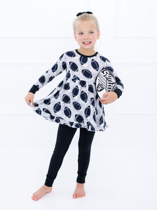 Graffiti Football Peplum Set: Silver & Black