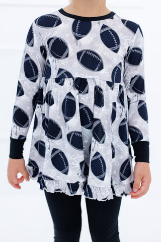 Graffiti Football Peplum Set: Silver & Black