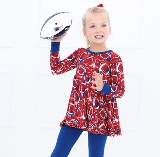 Graffiti Football Peplum Set: Red & Navy