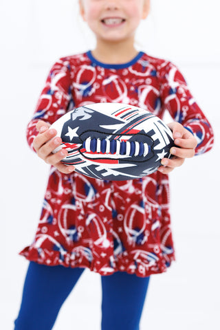 Graffiti Football Peplum Set: Red & Navy