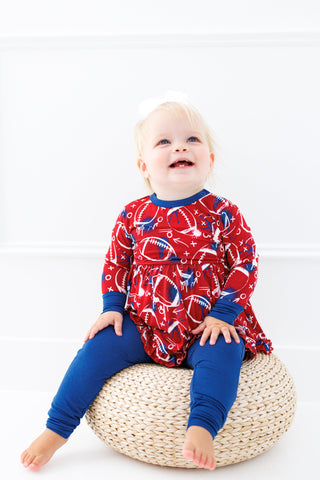 Graffiti Football Peplum Set: Red & Navy