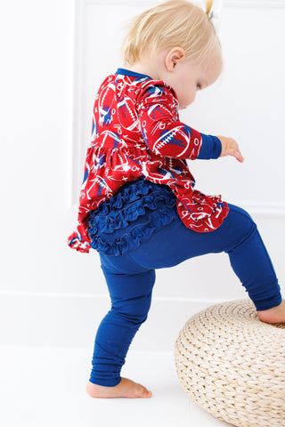 Graffiti Football Peplum Set: Red & Navy