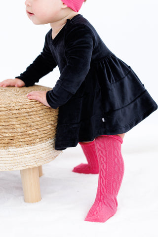 Knee-High Socks Set- BLACK AND PINK