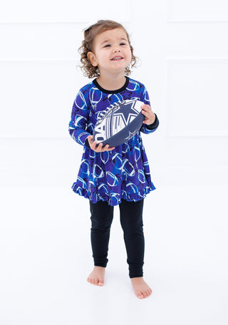 Graffiti Football Peplum Set: Blue & White with Stars