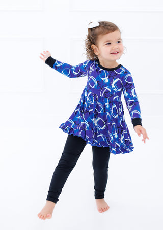 Graffiti Football Peplum Set: Blue & White with Stars