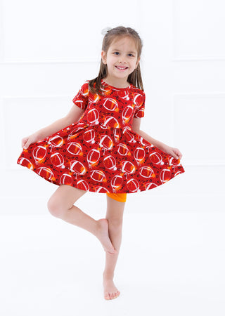 Graffiti Football Peplum Set: Red & Orange