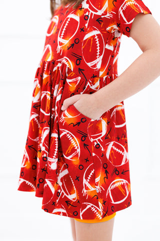 Graffiti Football Peplum Set: Red & Orange