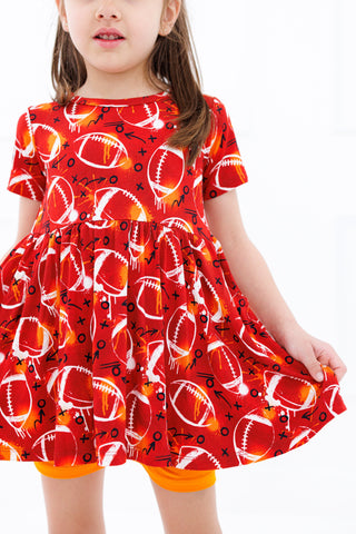 Graffiti Football Peplum Set: Red & Orange