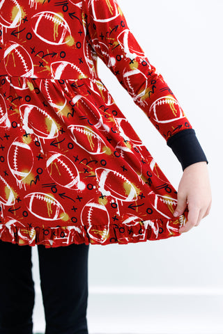 Graffiti Football Peplum Set: Red & Gold