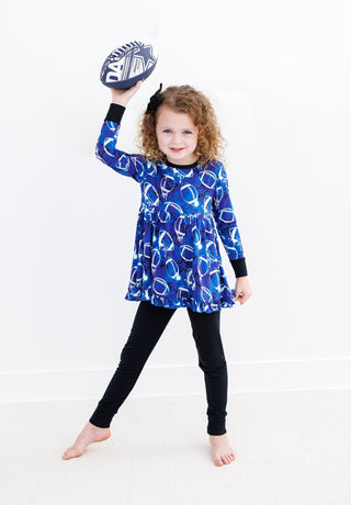Graffiti Football Peplum Set: Blue & White with Stars