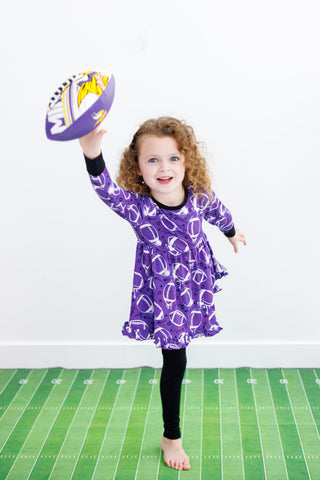 Graffiti Football Peplum Set: Purple & White