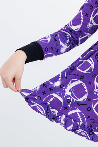Graffiti Football Peplum Set: Purple & White
