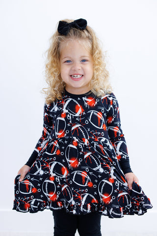 Graffiti Football Peplum Set: Black & Orange