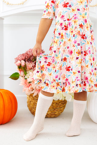 Knee-High Socks Set- MOSS AND LATTE