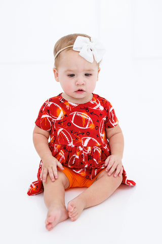 Graffiti Football Peplum Set: Red & Orange