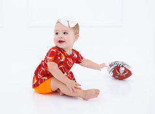 Graffiti Football Peplum Set: Red & Orange