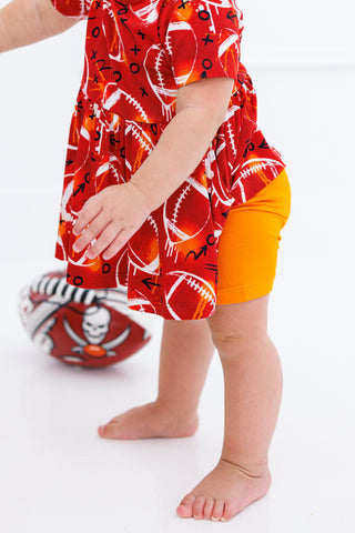 Graffiti Football Peplum Set: Red & Orange