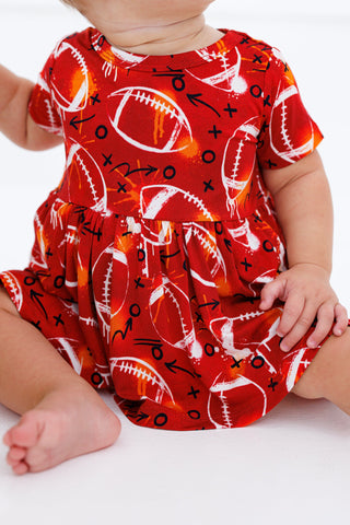 Graffiti Football Peplum Set: Red & Orange