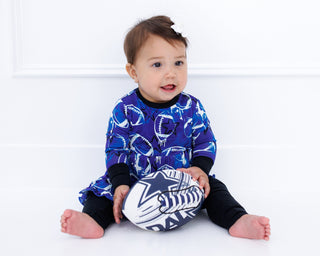 Graffiti Football Peplum Set: Blue & White with Stars