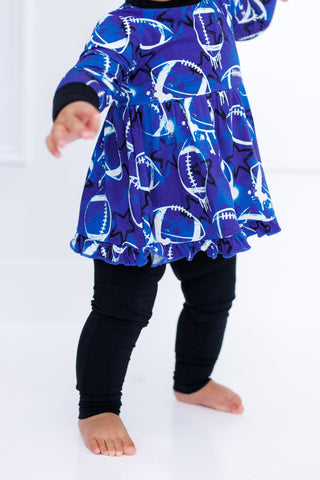 Graffiti Football Peplum Set: Blue & White with Stars