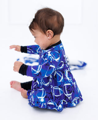 Graffiti Football Peplum Set: Blue & White with Stars