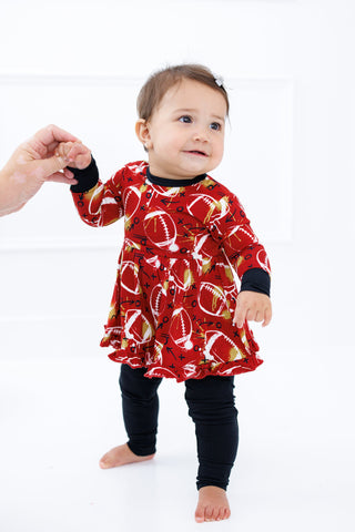 Graffiti Football Peplum Set: Red & Gold