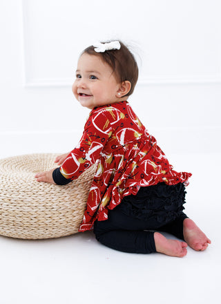 Graffiti Football Peplum Set: Red & Gold