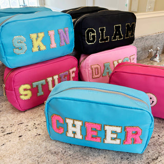 SKIN Varsity Patch Cosmetic Bag – Large Makeup, Skincare & Toiletry Travel Organizer