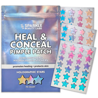Holographic Star Hydrocolloid Pimple Patches (78 Count) – Cute Acne Spot Stickers for Blemish Cover, Healing & Skin Protection