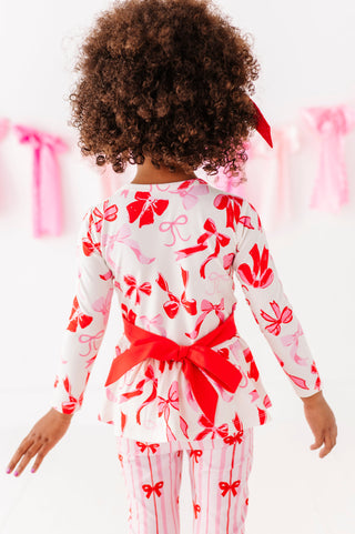 Blushing Bows Bamboo/Cotton Peplum Top