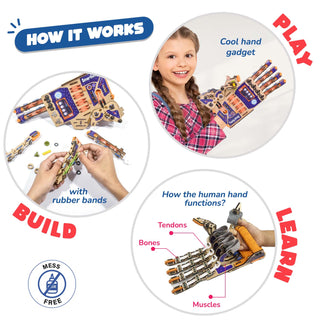 Robotic Mechanical Hand | Build-It-Yourself STEAM Toy | FREE Custom Stickers | 8 + Years