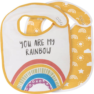 You Are My Rainbow Baby Bib Set – 2-Pack Adjustable Cotton Bibs for Babies &amp; Toddlers