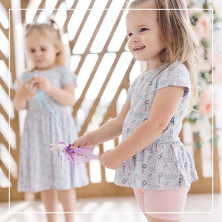 Bamboo Flutter Sleeve Twirl Dress with Pockets: Dew Magical Princess