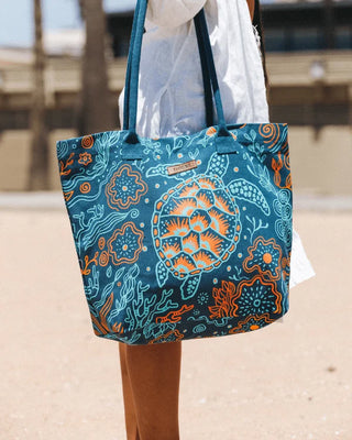 Reef Turtle Printed Beach Tote – Sand Cloud Organic Cotton Large Beach & Travel Bag