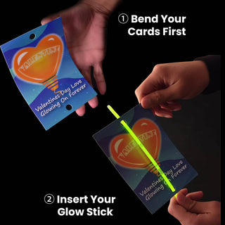 Neon Glow Sticks Valentine's Day Cards - Set of 36