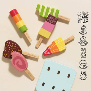 Wooden Ice Lollies &amp; Popsicles Set – 6 Piece Pretend Play Toy