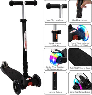 Mega Glidekick Scooter with LED Lights: Black