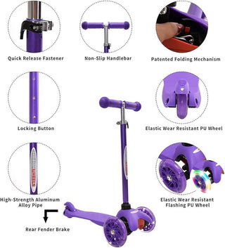 Mega Glidekick Scooter with LED Lights: Purple