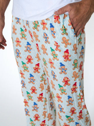 SoftSnooze™ Adult Bamboo Viscose Blue Gingerbread Buddies Pajama Pants