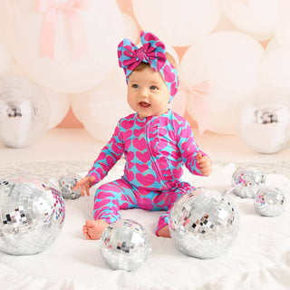 Cora Ruffle One Piece Valentines Day Bamboo Convertible Lounge Set with Two Way Zipper