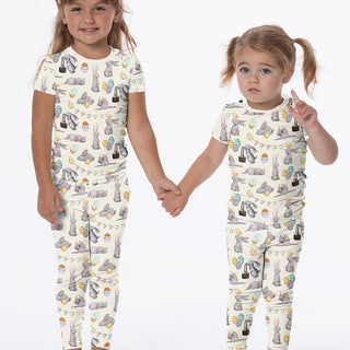 Short Sleeve Pajama Set Natural Egg Hunt