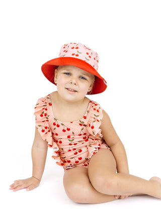 Very Cherry Ruffle Front One Piece Girls Swimsuit