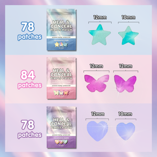Holographic Heart Hydrocolloid Pimple Patches (78 Count) – Cute Acne Spot Stickers for Blemish Care, Oil Absorption & Skin Protection 💜