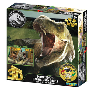 Jurassic World T-rex VS Atrociraptors Double Sided 3D/2D Puzzle (150 pieces)