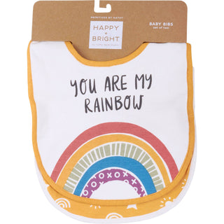 You Are My Rainbow Baby Bib Set – 2-Pack Adjustable Cotton Bibs for Babies &amp; Toddlers