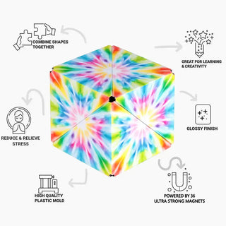 Shashibo® Tie Dye Twist Magnetic Puzzle Cube – NEW Shape-Shifting STEM & STEAM Sensory Fidget Toy