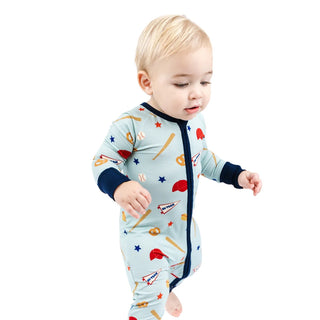 Play Ball Baseball Bamboo Convertible Footie Romper