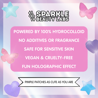 Holographic Heart Hydrocolloid Pimple Patches (78 Count) – Cute Acne Spot Stickers for Blemish Care, Oil Absorption & Skin Protection 💜