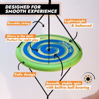 Blue Orange YO-SPIN Glow-in-the-Dark – Gyroscopic Flying Disc, Yo-Yo & Sensory Fidget Skill Toy