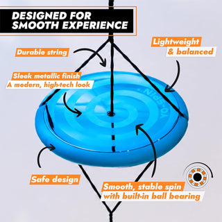 Blue Orange YO-SPIN Metallic Blue – Gyroscopic Flying Disc, Yo-Yo & Sensory Fidget Skill Toy
